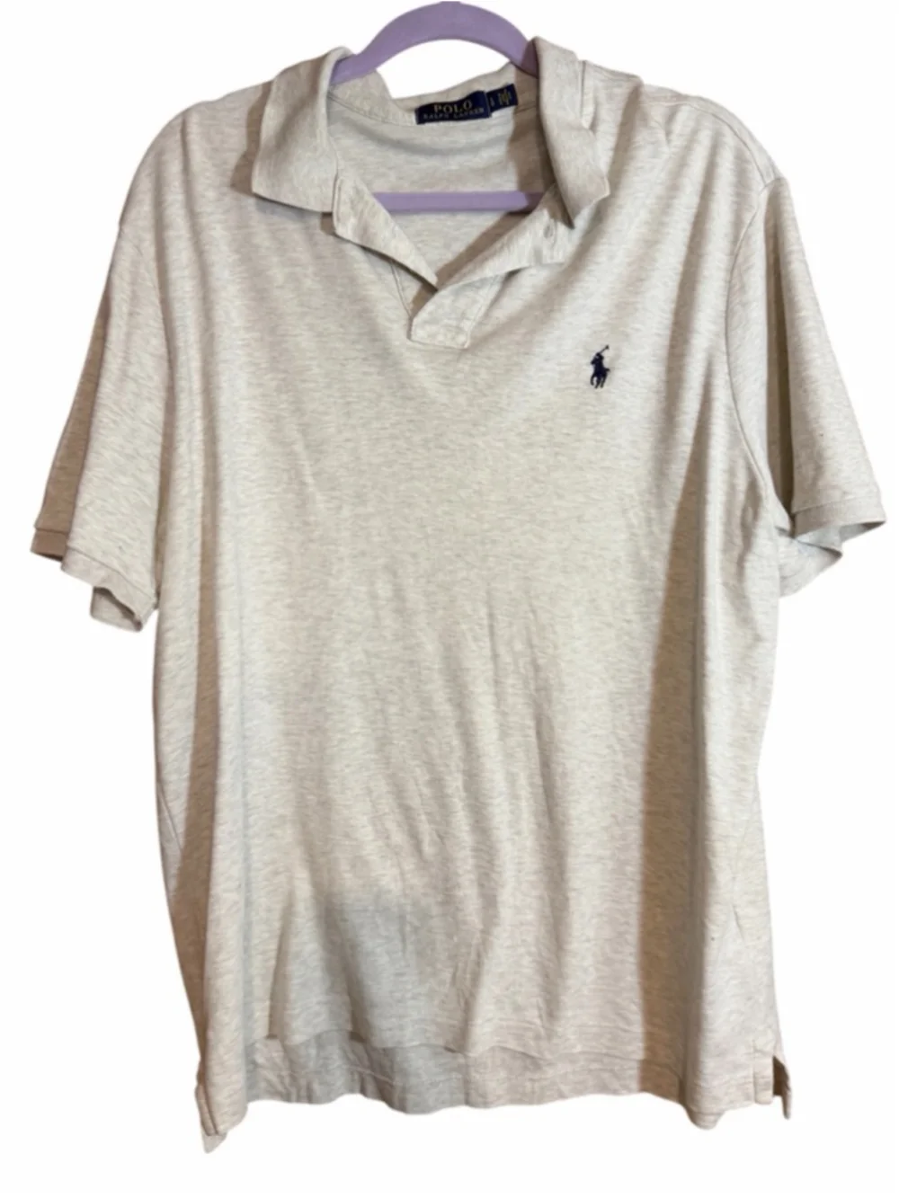 Polo Ralph Lauren mens heather oatmeal short sleeve polo shirt cotton size large